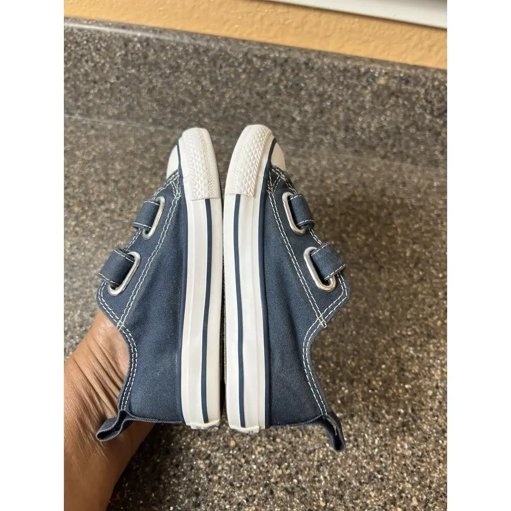 Converse All Star Kids Toddler Infant Size 7 Blue Canvas Sneaker Low Top Snap On